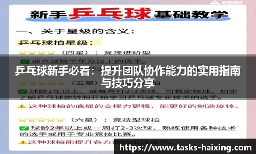 乒乓球新手必看：提升团队协作能力的实用指南与技巧分享